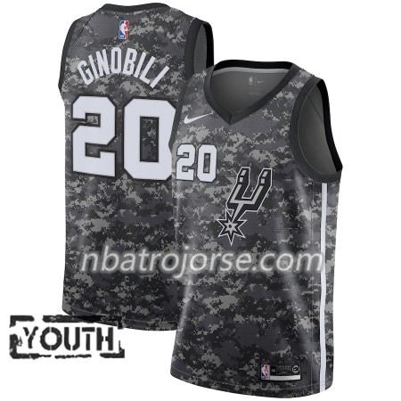 Barn San Antonio Spurs Tröja Manu Ginobili 20 Nike City Edition Svart Swingman